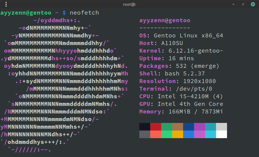 Neofetch Showing System Info